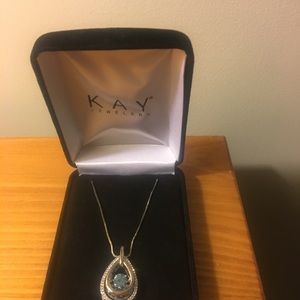 Matching Silver & Diamond Topaz Pendant & Bracelet